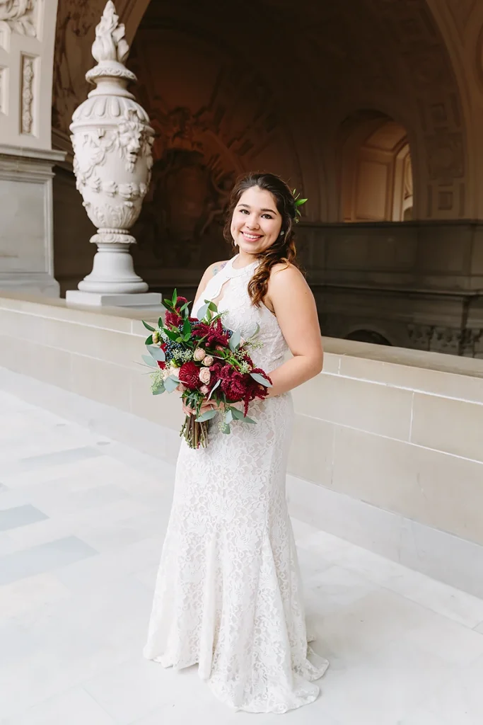 Full length smiling bridal portrait