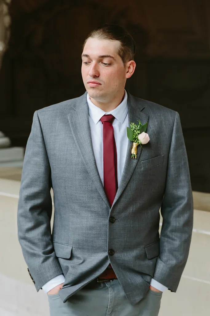 Groom looking away