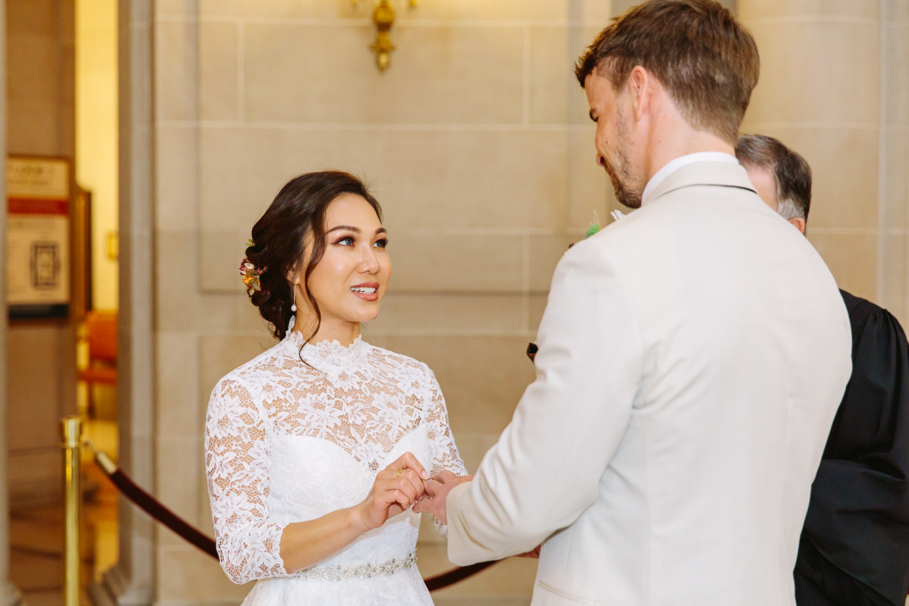Couple exchange wedding vows