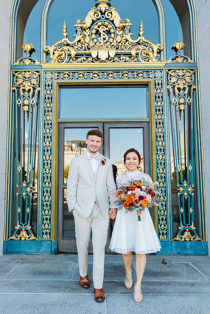 City Hall SF elopement couple