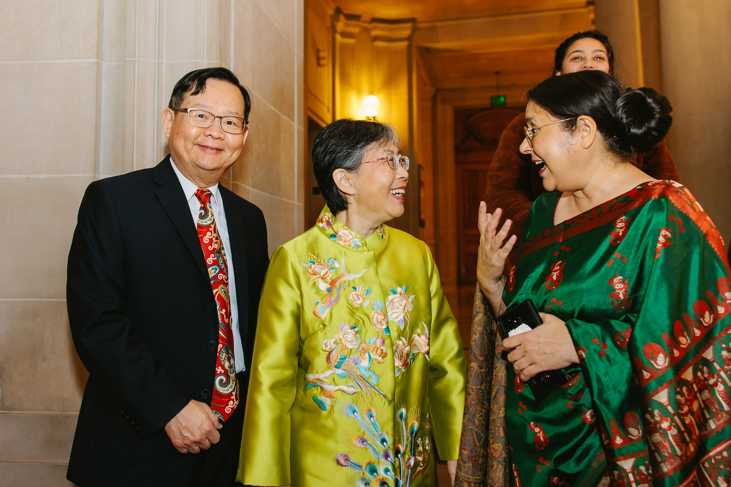 Parents talking and laughing