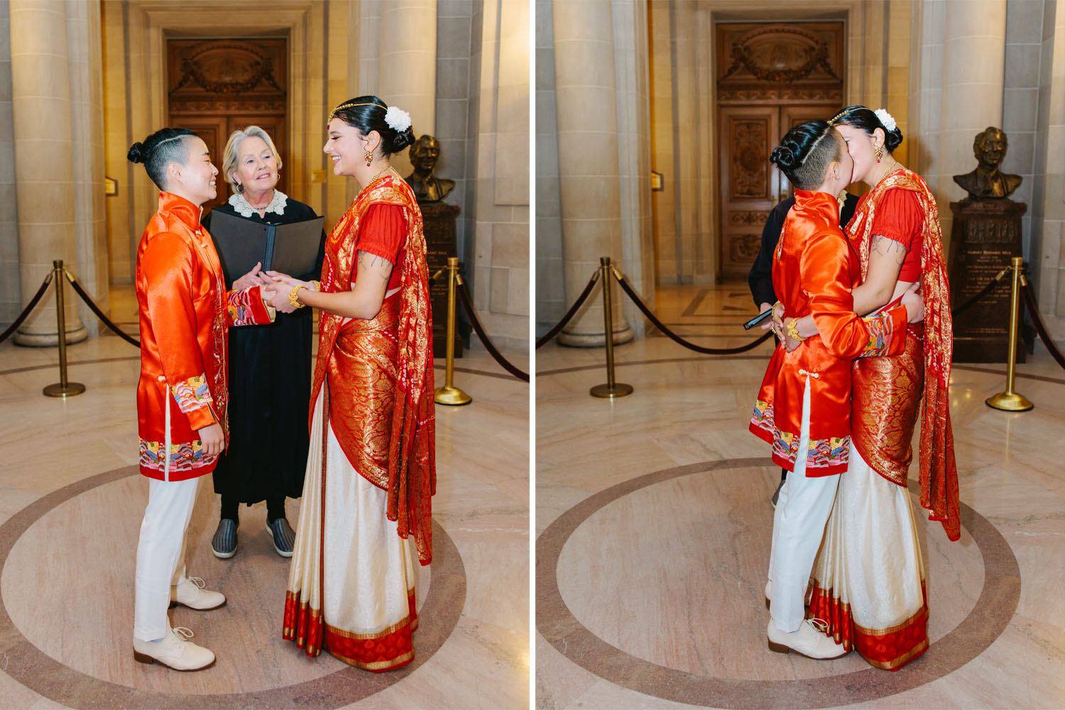 Queer LGBTQ couple exchanging their wedding vows