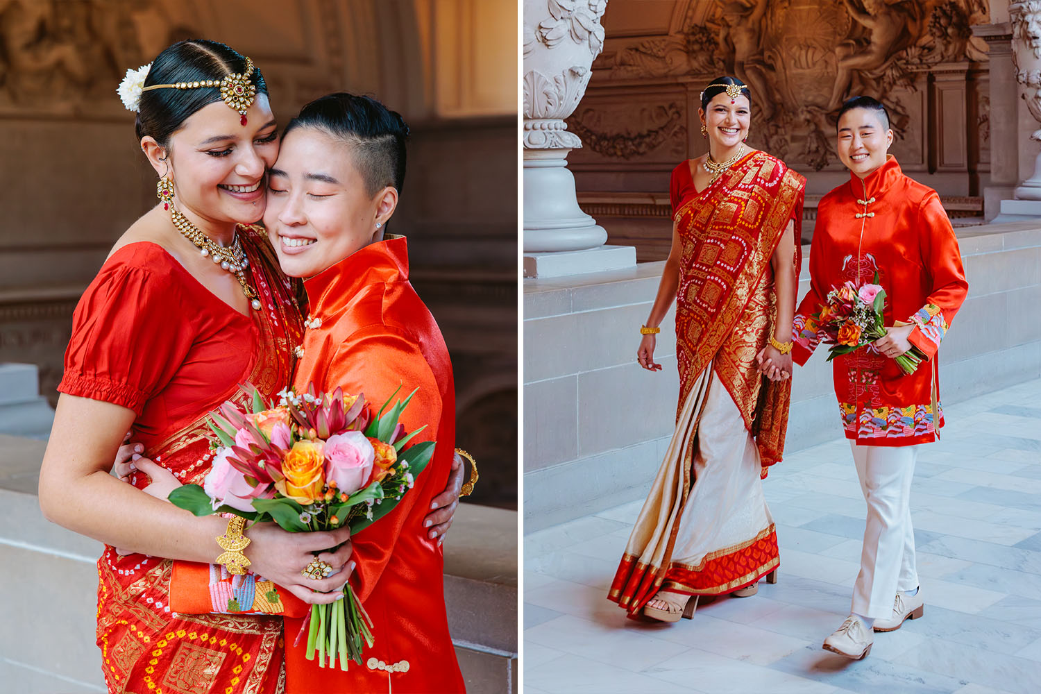 Queer couple at their San Francisco City Hall wedding