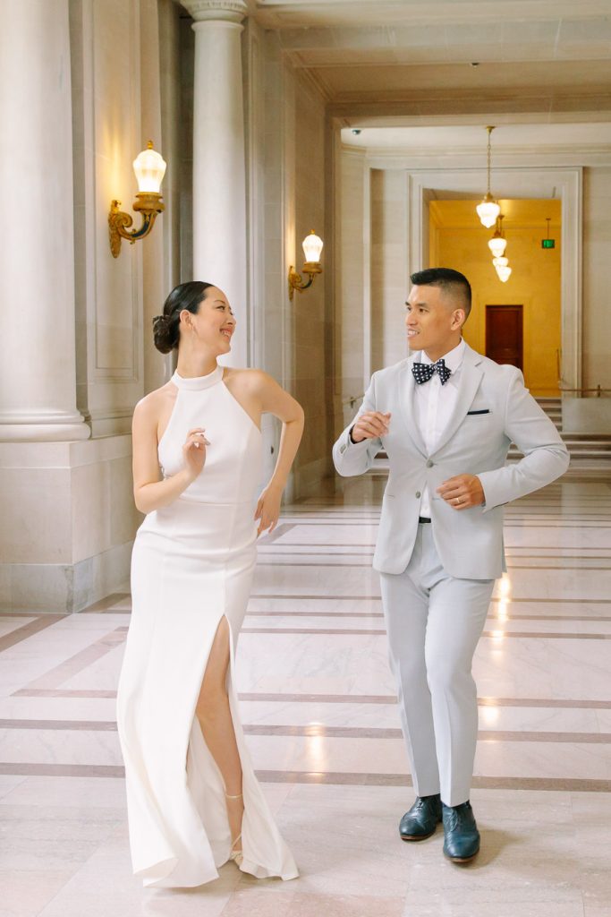 Bride and groom dancing inside Wedding Ceremony on the Fourth Floor at San Francisco City Hall