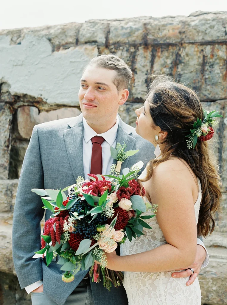 Bride looks at groom