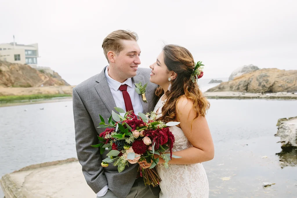 Couple smile at each other